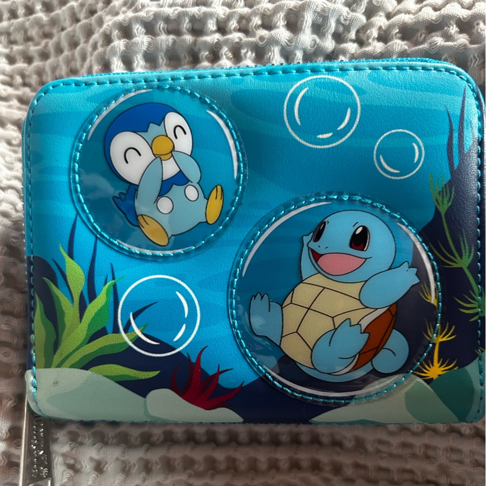 Blue Pokémon loungefly Wallet with Piplup and Squirtle - Picture 1 of 3
